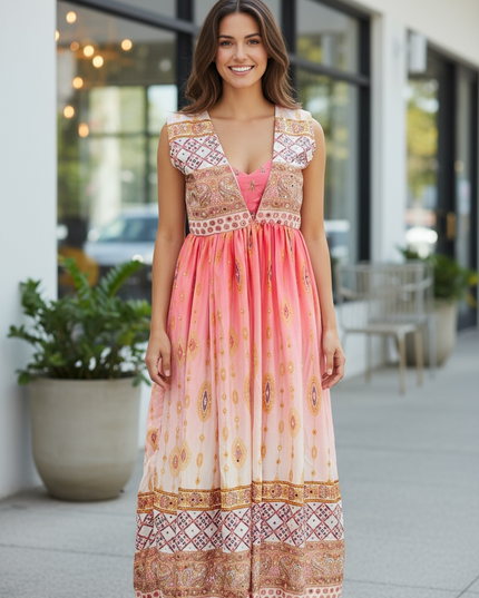Pink long gown