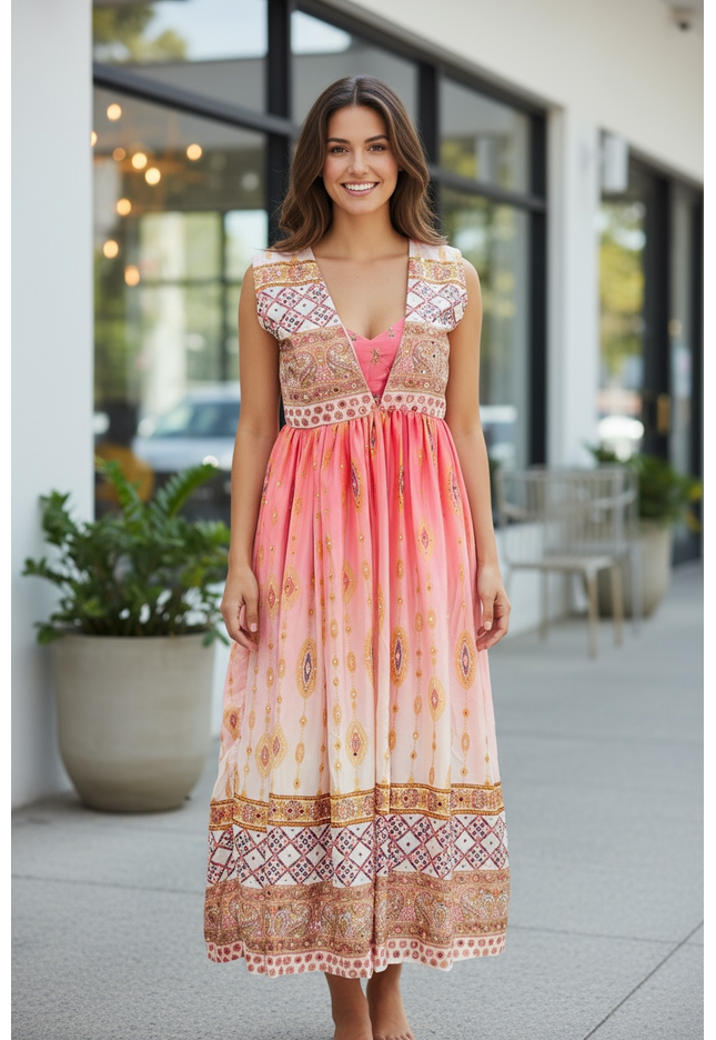 Pink long gown