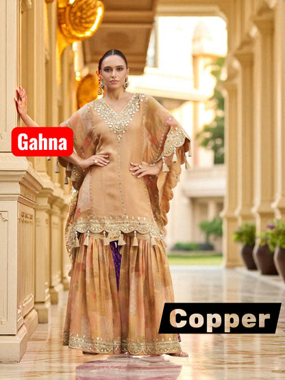 Gahna : kaftan plazzo sets by Kurti Connection USA