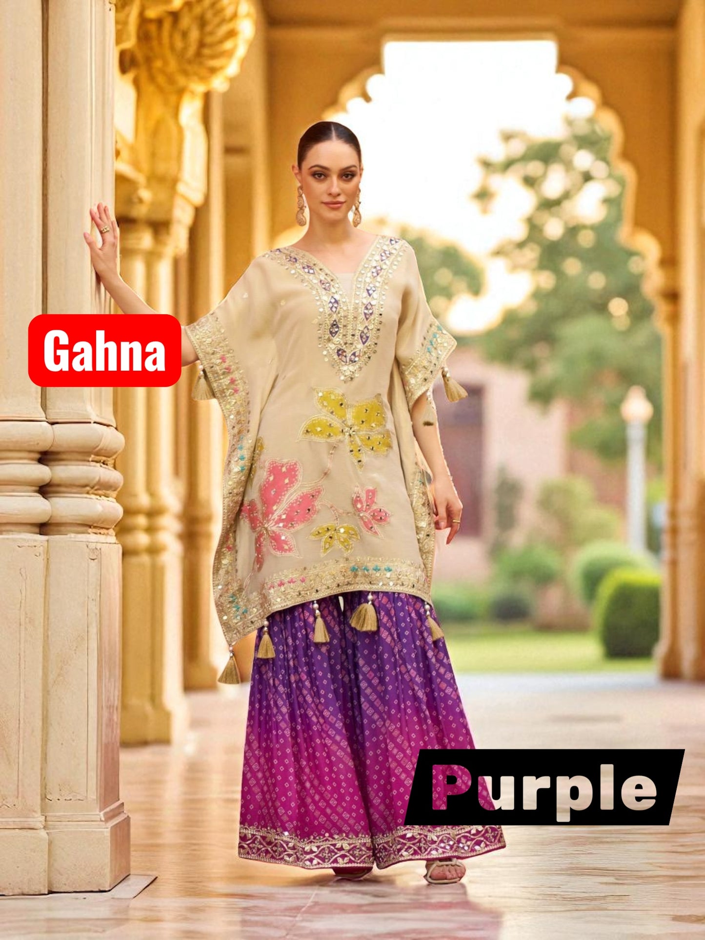 Gahna : kaftan plazzo sets by Kurti Connection USA