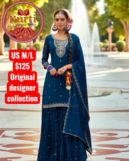 Manjari: Blue sharara set