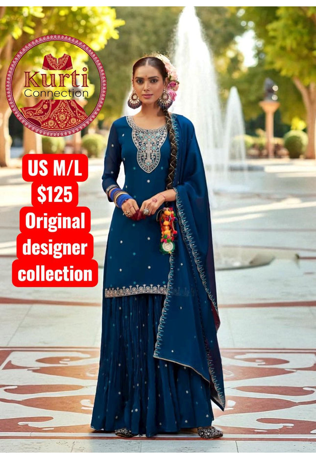 Manjari: Blue sharara set