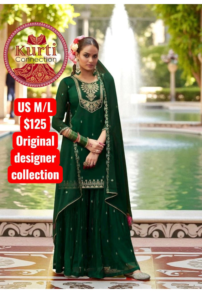 Manjari: Green sharara set