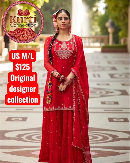 Manjari: red sharara set