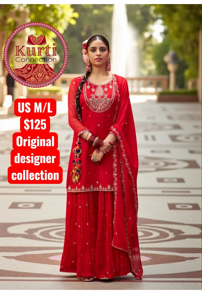 Manjari: red sharara set