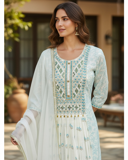 Cotton silk long kurti set