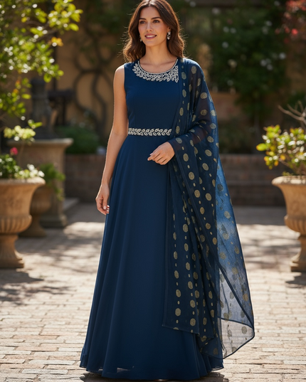 Blue georgette party wear Kurti