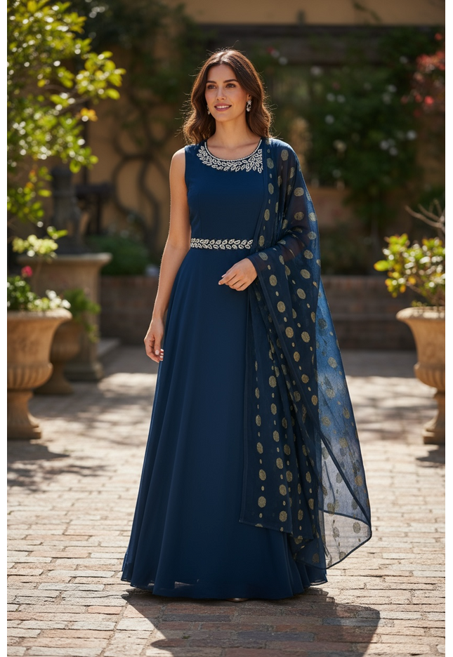 Blue georgette party wear Kurti