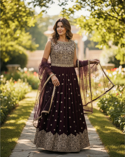 Georgette long gown , Party wear gown