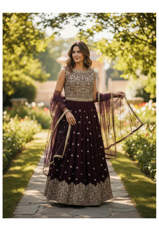 Georgette long gown , Party wear gown