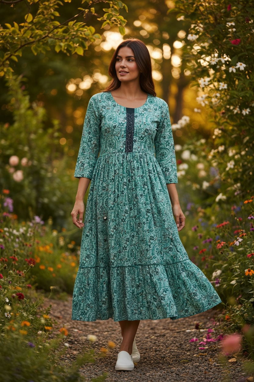 Rayon cotton long kurti by Kurti Connection USA