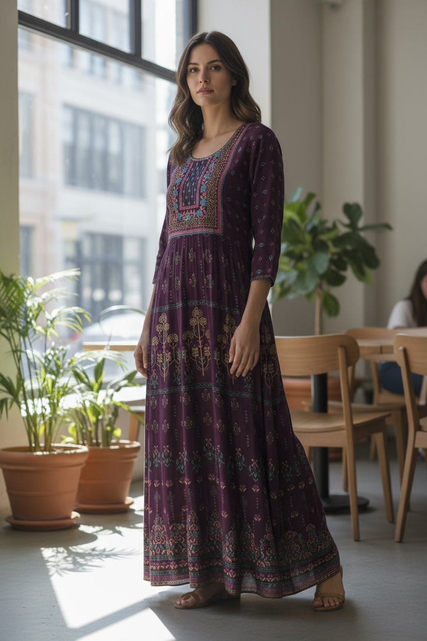 Rayon long kurti by Kurti Connection USA