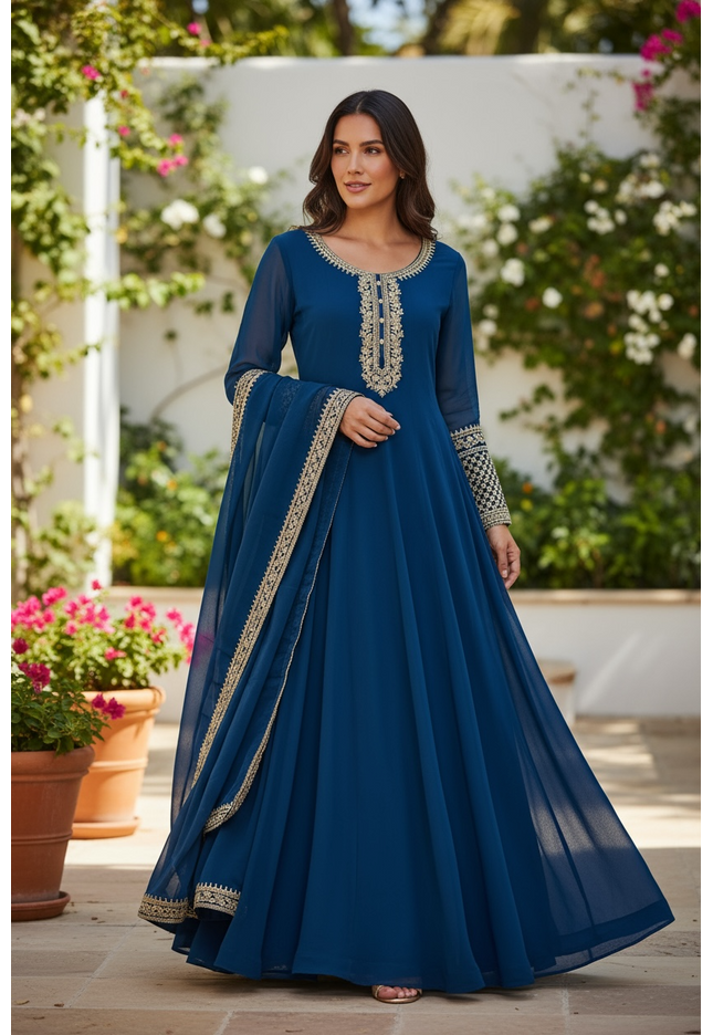Georgette party wear Anarkali dress