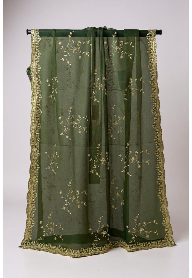 Mehandi color soft net dupatta