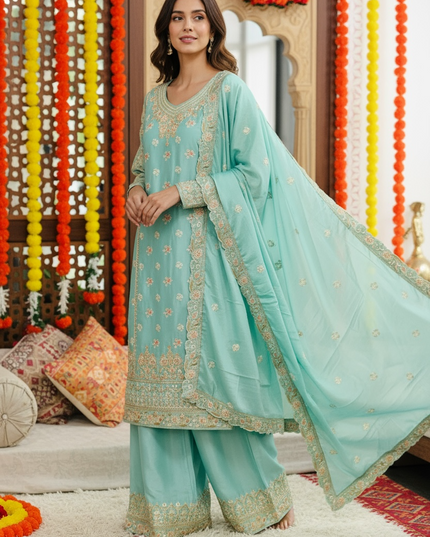 Chinon silk sharara suit