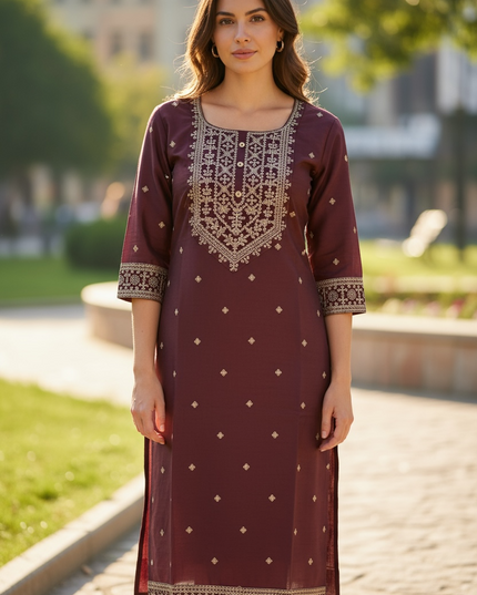 Silk kurti with heavy embroidery work