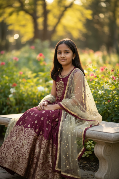 Kids / girls : Size 36 long kurti set by Kurti Connection USA