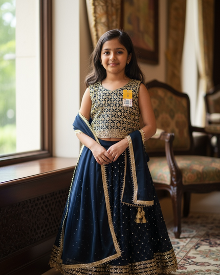 Dark blue lehenga Choli set for girls
