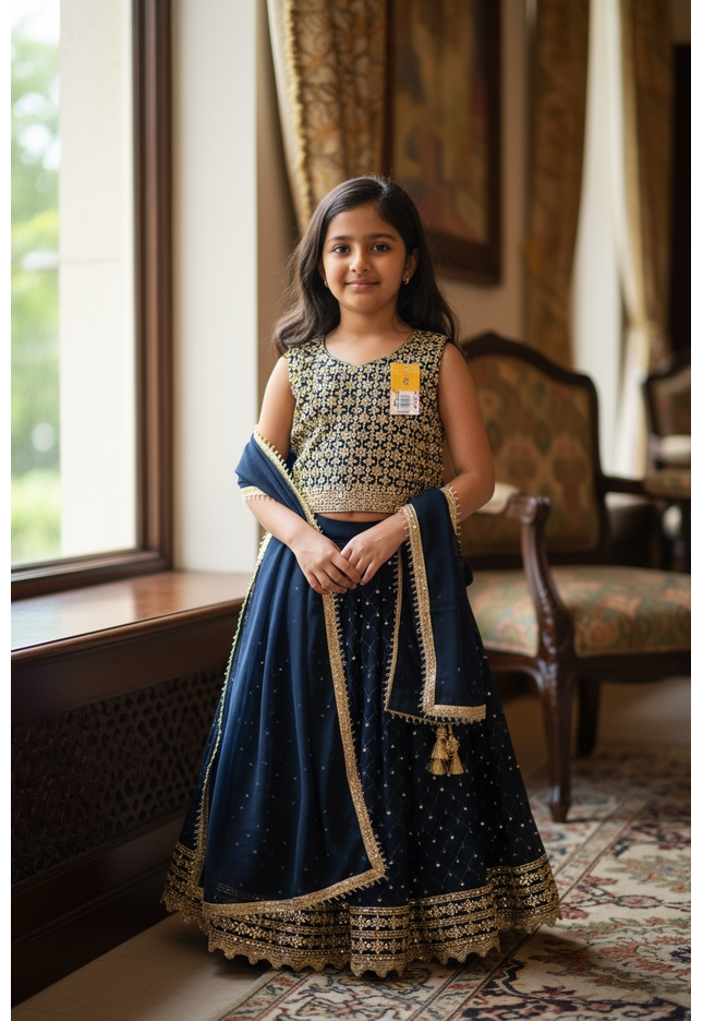Dark blue lehenga Choli set for girls