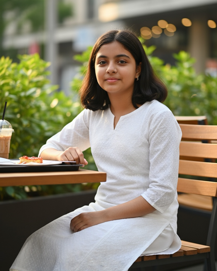 Cotton white Kurti for kids