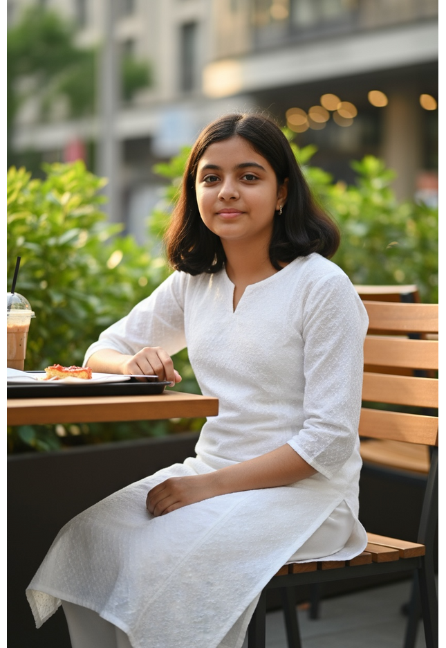 Cotton white Kurti for kids