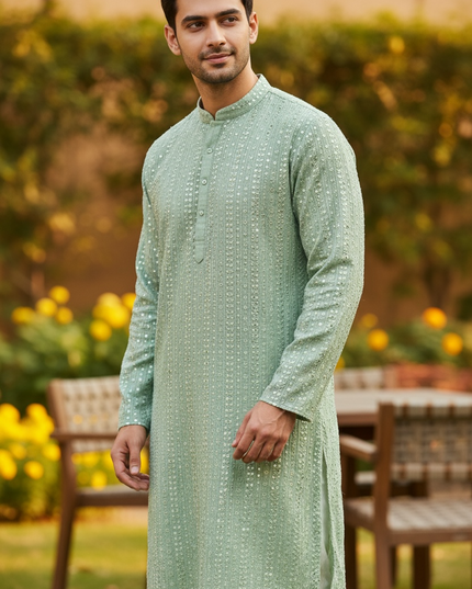 Foil mirror work cotton kurta set