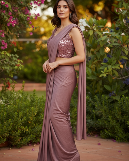 Ready to wear saree with overcoat