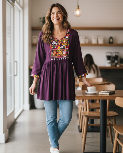 Cotton Kurti with embroidery work