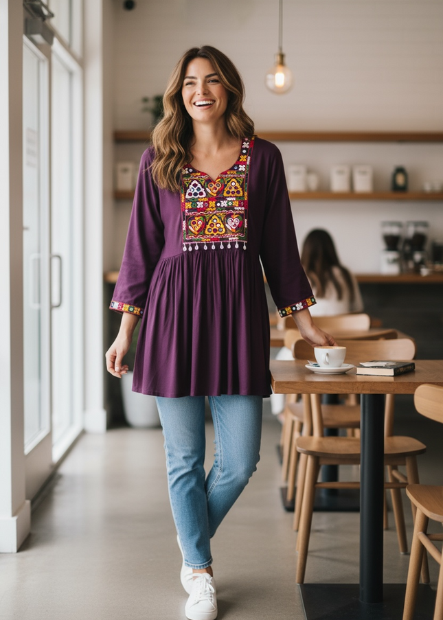 Cotton Kurti with embroidery work