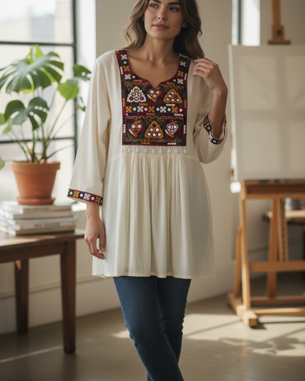 Cotton Kurti with embroidery work