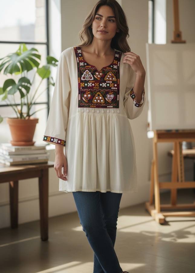 Cotton Kurti with embroidery work