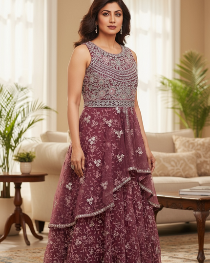Heavy party wear gown | indo western gown