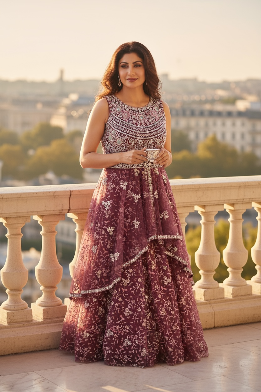 Heavy party wear gown | indo western gown by Kurti Connection USA