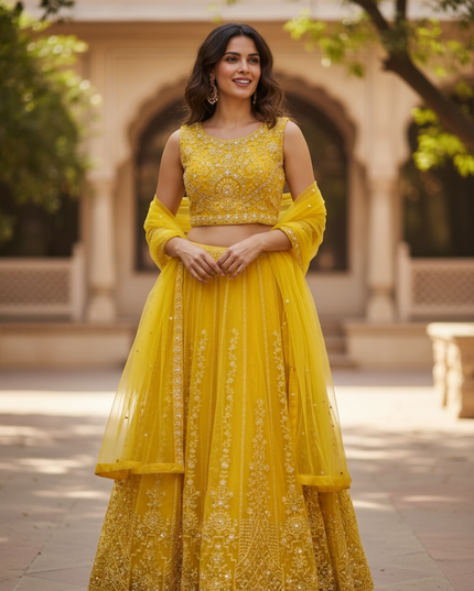 Yellow chaniya choli set