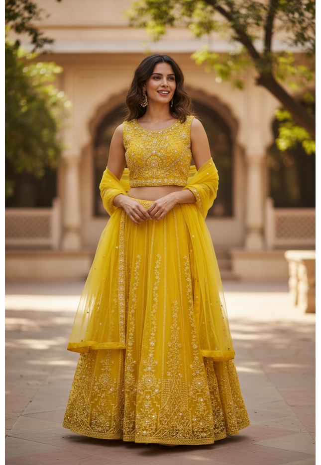 Yellow chaniya choli set