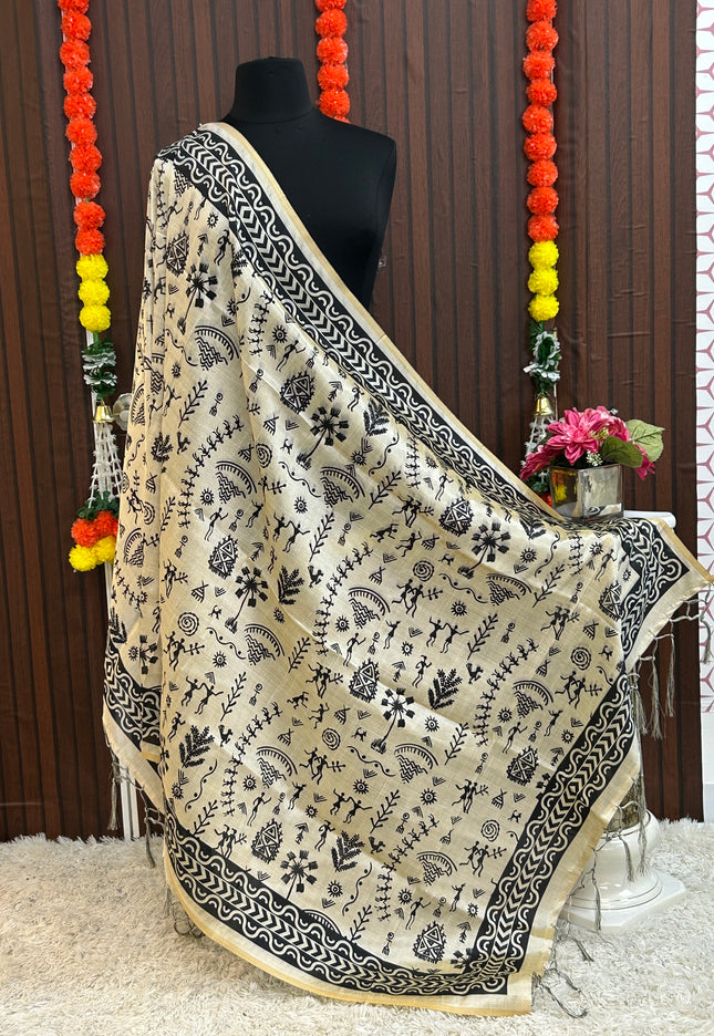 Varli print dupatta - Kurti Connection USA