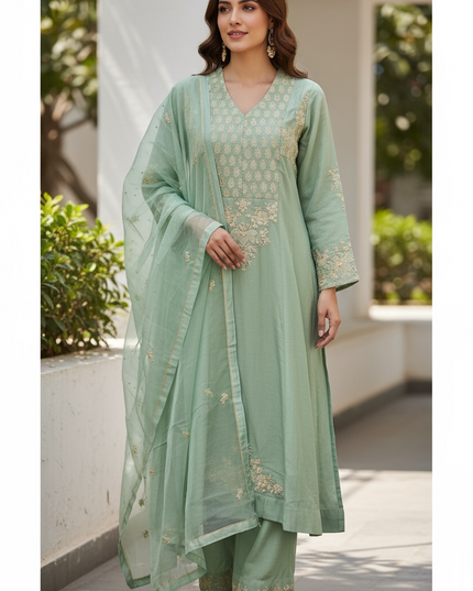 Mausam : Heavy party wear silk Anarkali set
