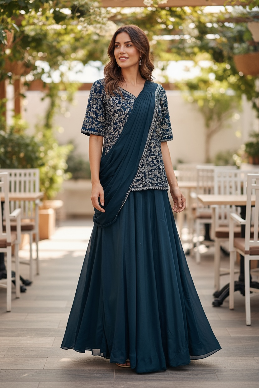 Party wear long gown by Kurti Connection USA