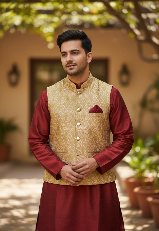 Silk kurta jacket set