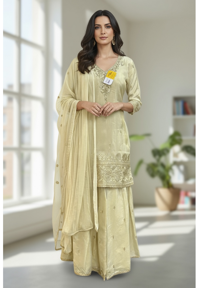 Light golden sharara set