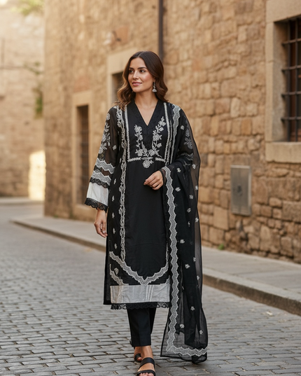 Chanderi silk salwar kameez set : SALE