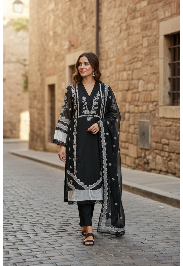 Chanderi silk salwar kameez set : SALE