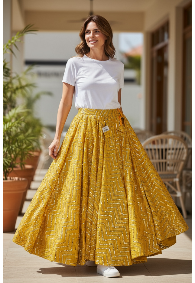 Sequin lehenga : yellow