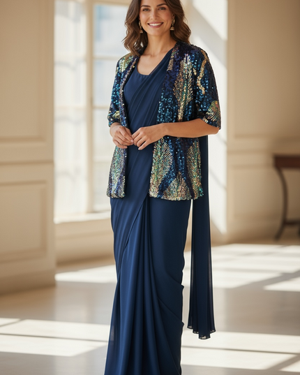 Readymade saree with jacket