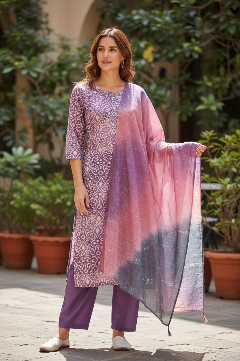 Modal silk batik print Kurti set by Kurti Connection USA