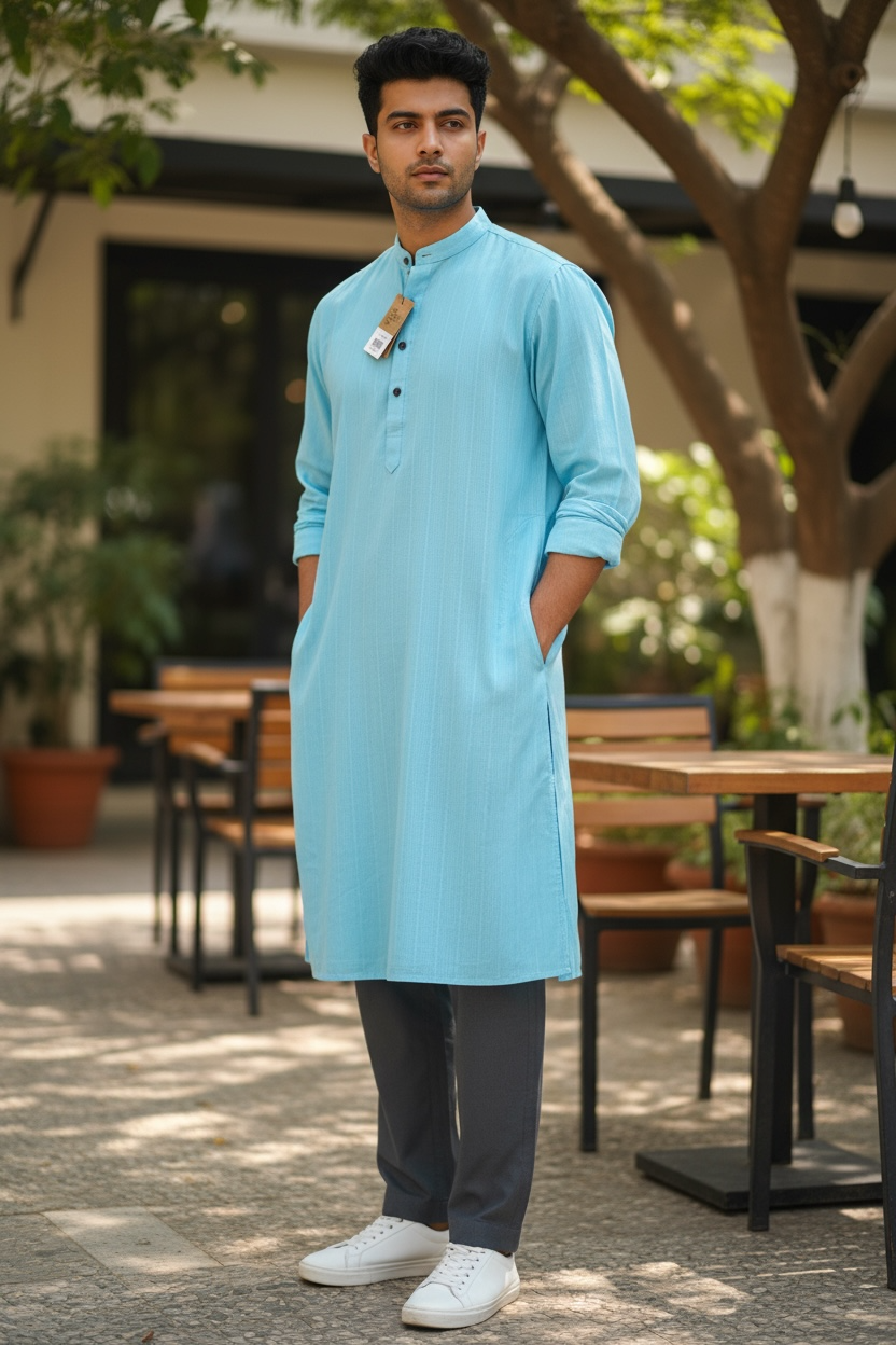 Cotton kurta for men by Kurti Connection USA