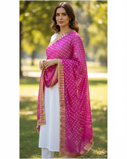 Light purple Bandhani dupatta