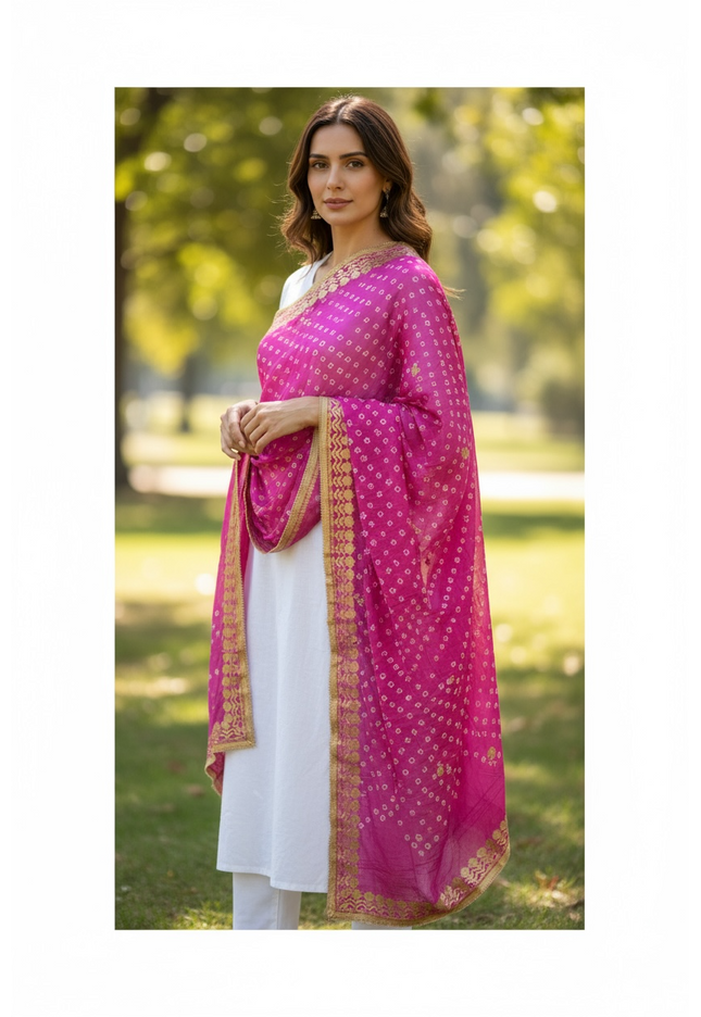 Light purple Bandhani dupatta