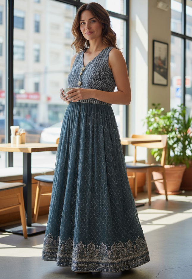 Heavy party wear long dress