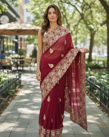 Heavy party wear saree